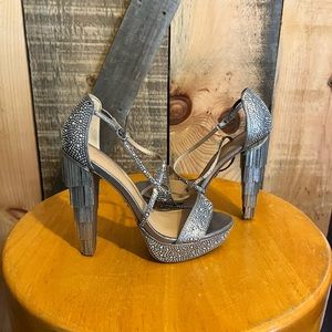 Platform fringe heels, great for a holiday party!!